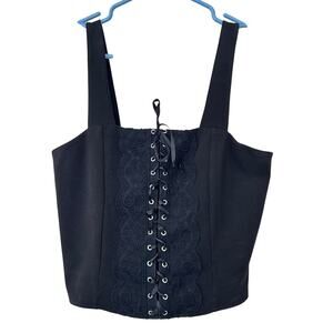 Madi Mase Corset lace up Cami Tank Top Y2K grunge gothic Emo goth renaissance L